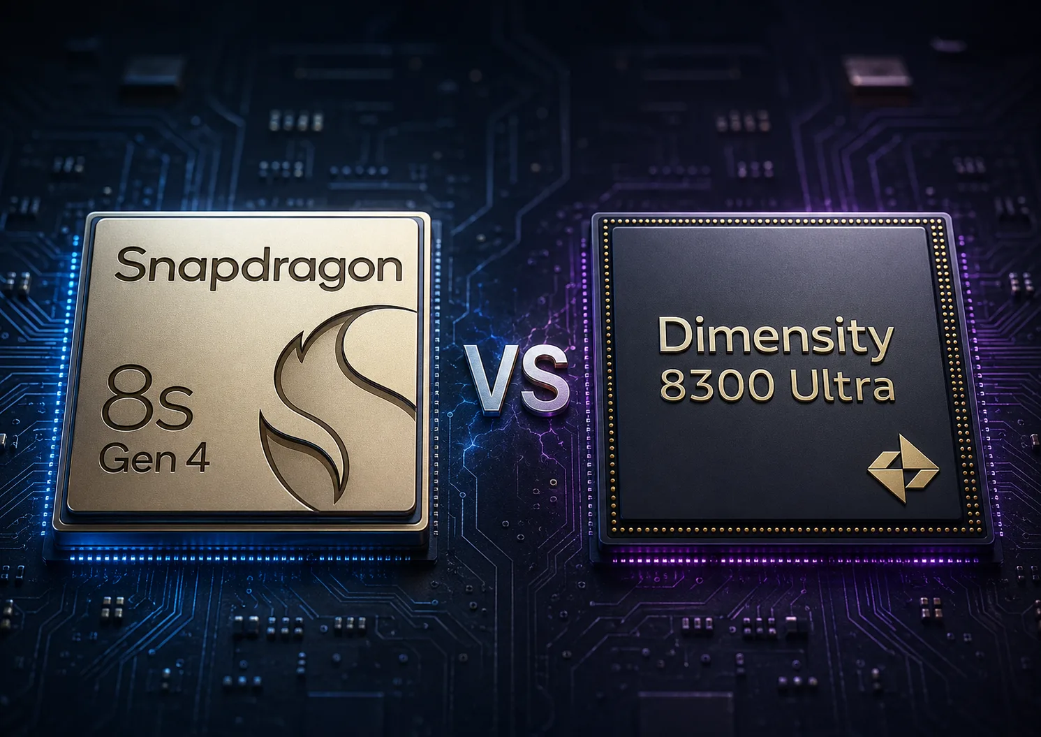 Qualcomm Snapdragon 8s Gen 4 vs MediaTek Dimensity 8300 Ultra mobile chipset comparison