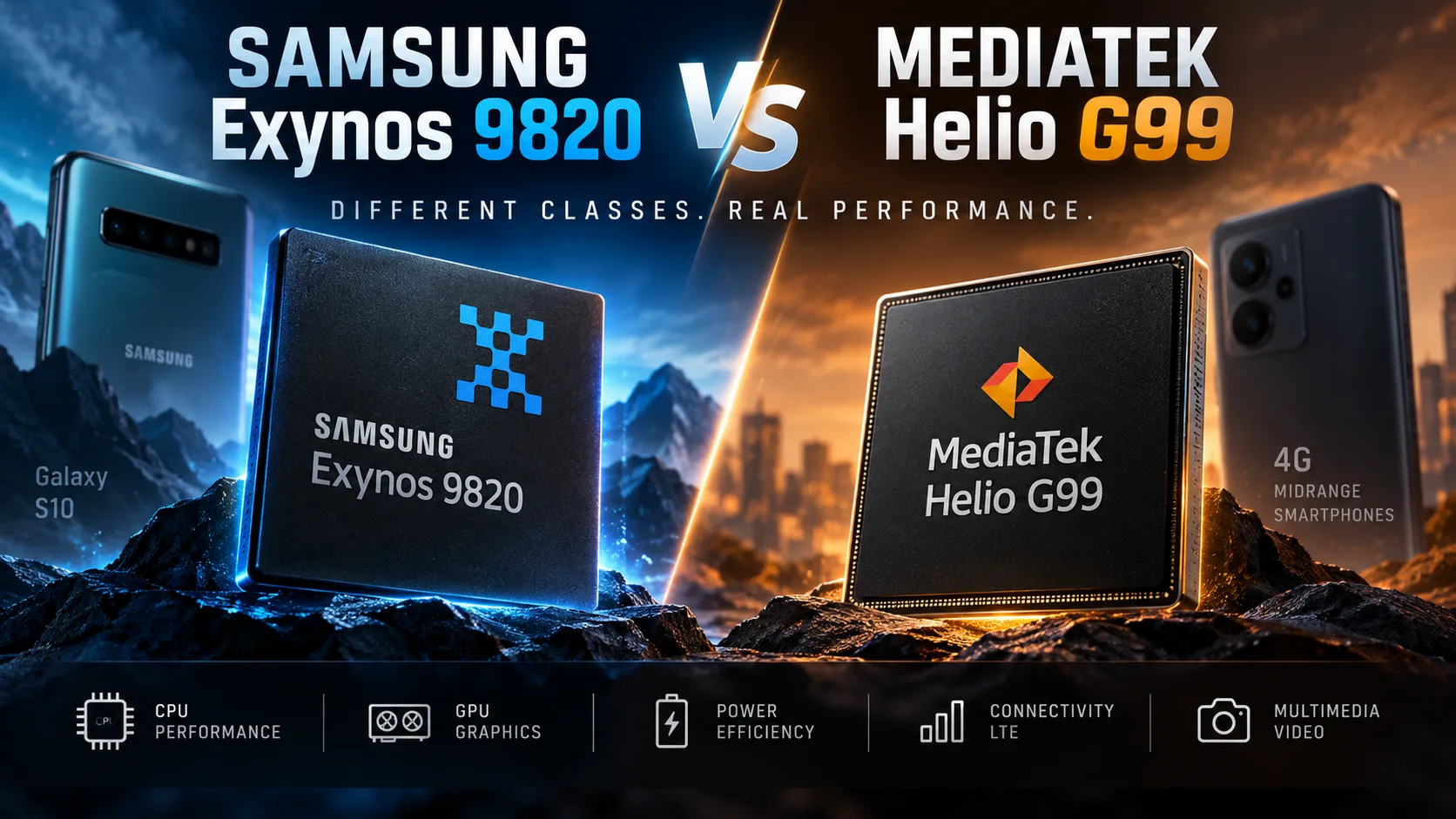 Сравнение мобильных чипсетов Samsung Exynos 9820 vs MediaTek Helio G99